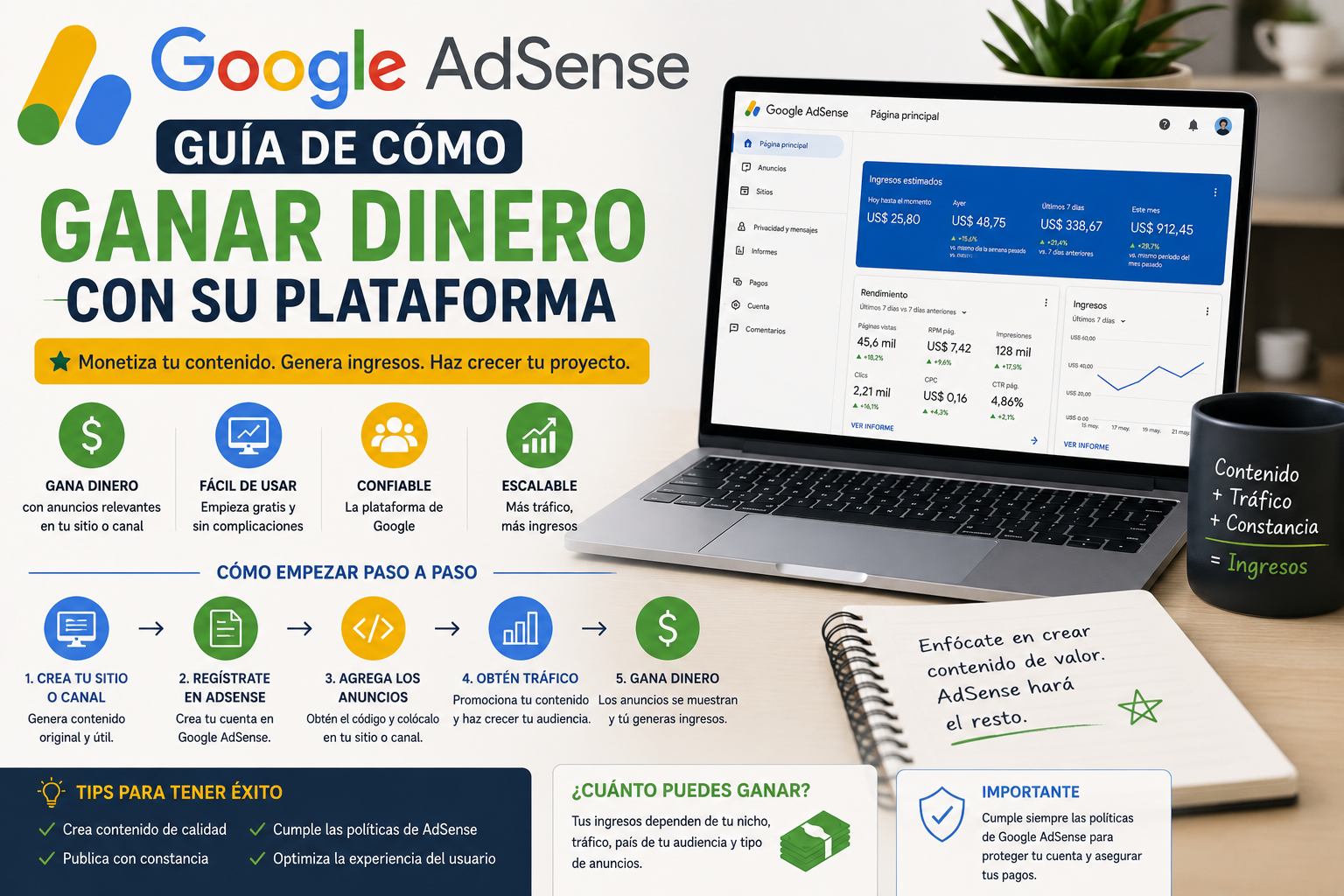 Google Adsense. Como ganar dinero con su plataforma